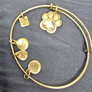 Alex and Ani Crystal Paw Prints of Love Charm Bangle Rafaelian Silver